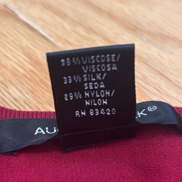 August Silk VNeck Sweater Top Marron Red with Black and Gold Braid Trim Womens M - Picture 3 of 7